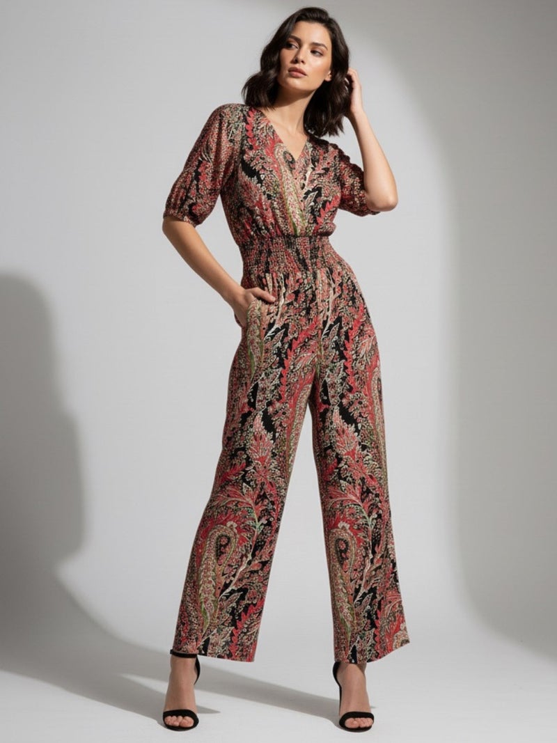 OUTZIDR Grey Floral Print Jumpsuit - Image 2